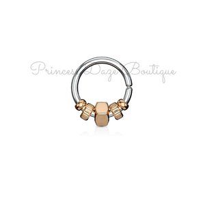 Rose Gold Unique Grooved Septum Ear Cartilage Piercing Nose Or Earring